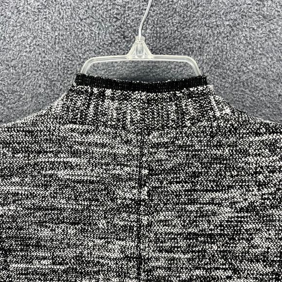 Karl Lagerfeld Jacket Womens XL Tweed Full Zip Blazer Raw Hem Black White - Picture 12 of 14